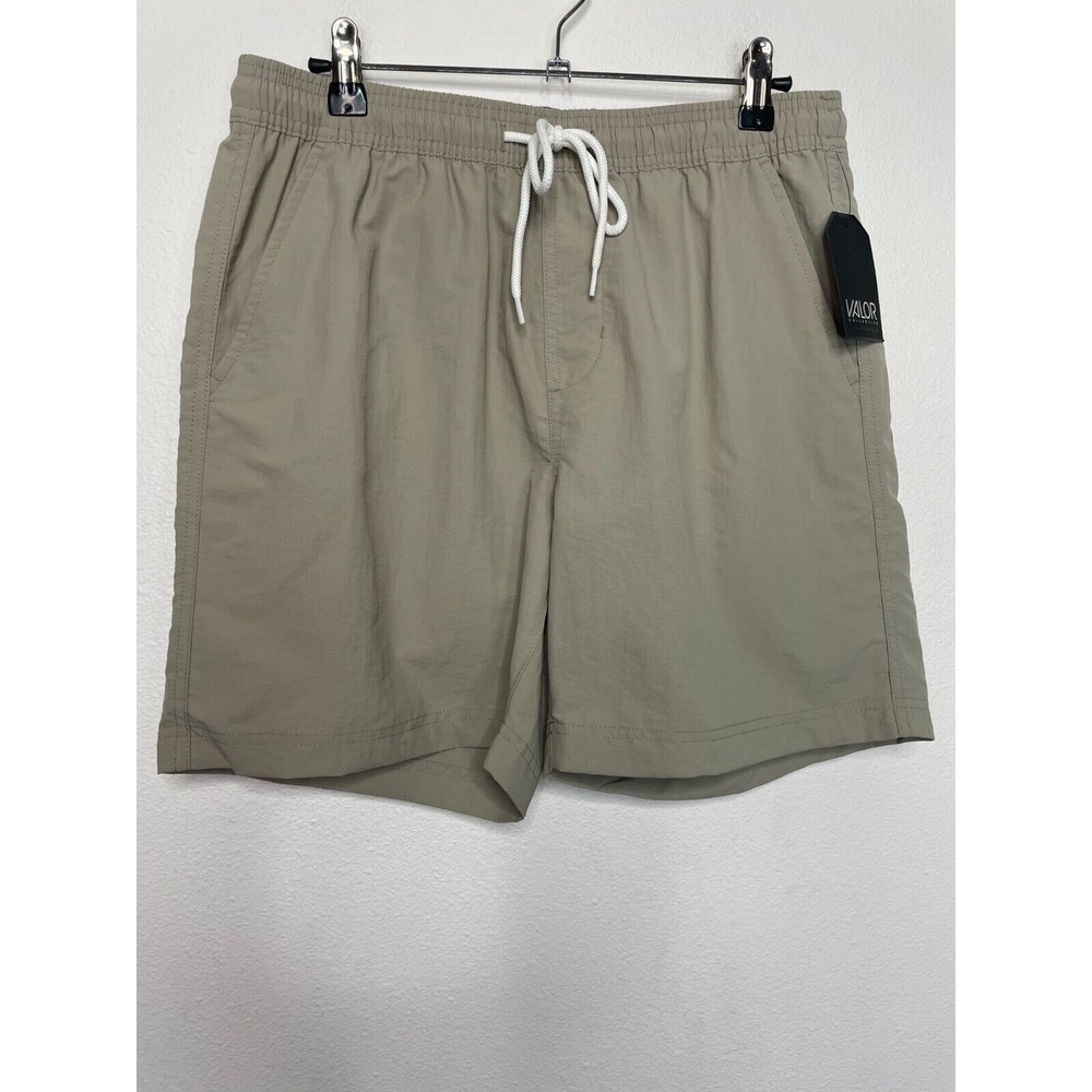 Valor Collective Small Nylon Everyday Shorts Khaki Drawstring Waist Pockets New